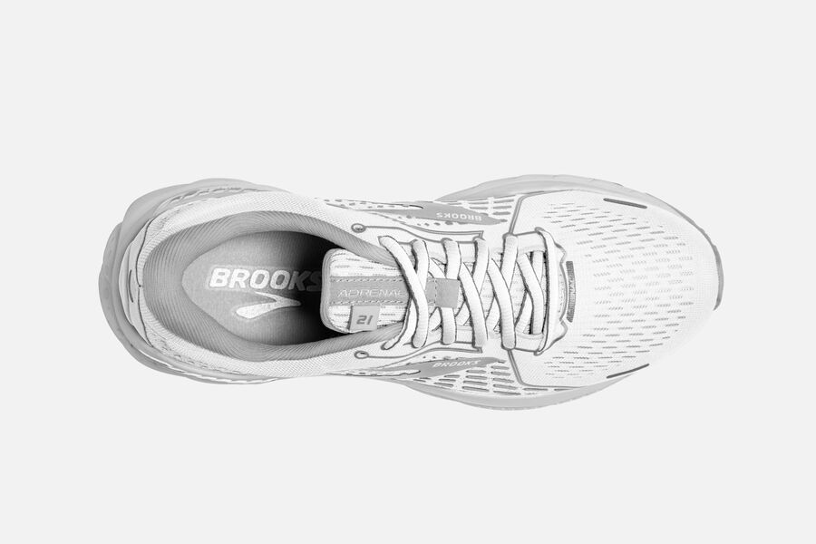 Brooks Running Shoes Womens White/Grey - Adrenaline GTS 21 Road - 3071-TANOP